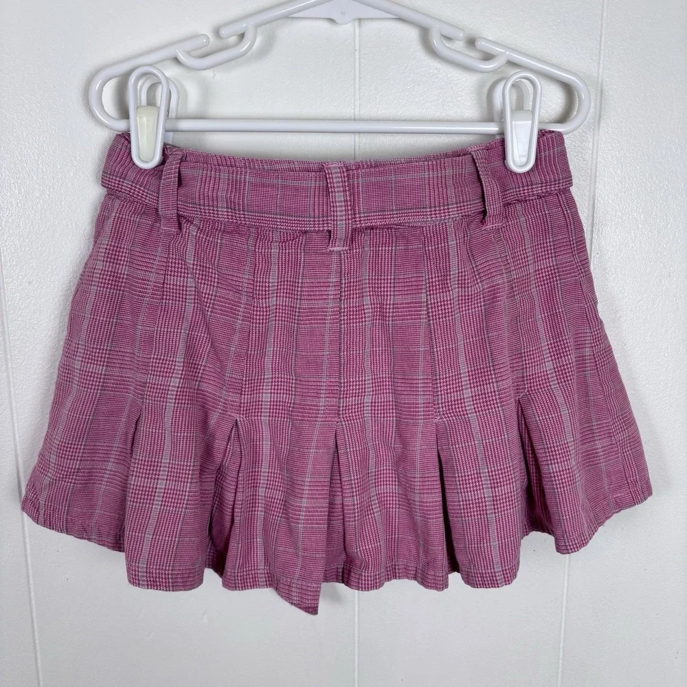 VTG Y2K Cherokee Pink Plaid Skirt Skort Shorts Pleated Girls Sz‎ 6-6X Adjustable